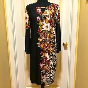 Sunny Leigh Black Floral and Leopard Long Sleeve Dress